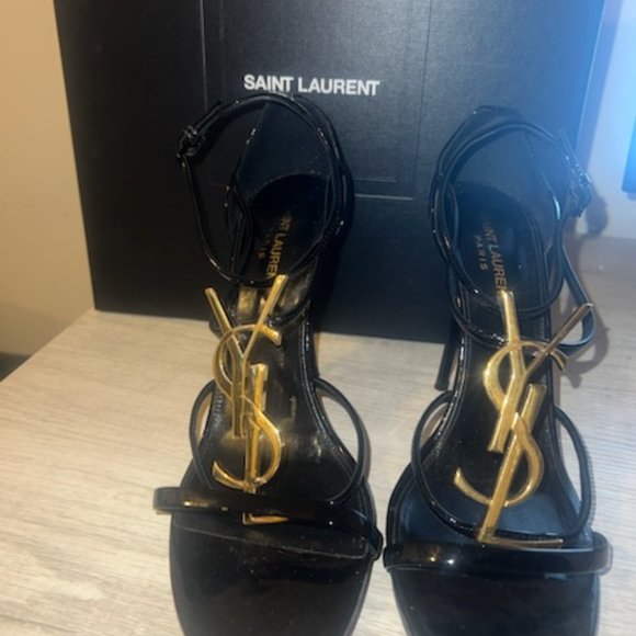 Yves Saint Laurent Shoes - Saint Laurent Cassandre Logo Plaque Heels Size 40